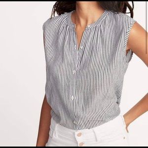 Striped button up tank top